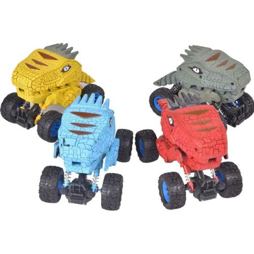  [아마존베스트]Dinosaur Monster Truck Toys,Graffiti Die-cast Pull Back Car Toys with Spring & Big Rubber Tires,Toddler Kids Vehicle for Aged 3 and Above Boys & Girls Gift