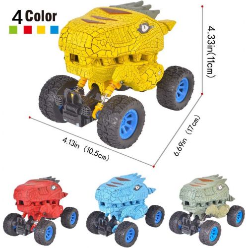  [아마존베스트]Dinosaur Monster Truck Toys,Graffiti Die-cast Pull Back Car Toys with Spring & Big Rubber Tires,Toddler Kids Vehicle for Aged 3 and Above Boys & Girls Gift