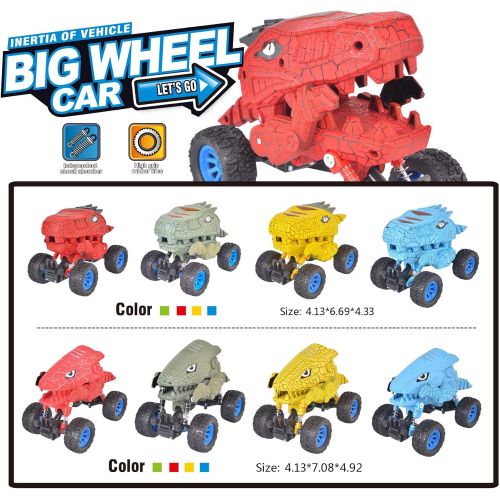  [아마존베스트]Dinosaur Monster Truck Toys,Graffiti Die-cast Pull Back Car Toys with Spring & Big Rubber Tires,Toddler Kids Vehicle for Aged 3 and Above Boys & Girls Gift