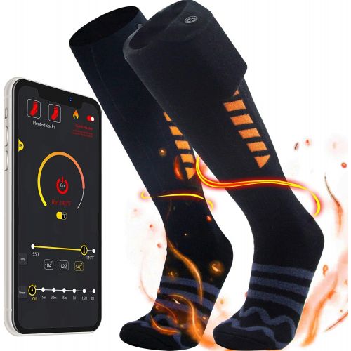  PBOX Battery Heated Socks for Men/Women-Rechargeable Electric Heating Socks with APP Remote Control,Foot Warmer for Raynauds and Winter Outdoor Sports Skiing/Hunting