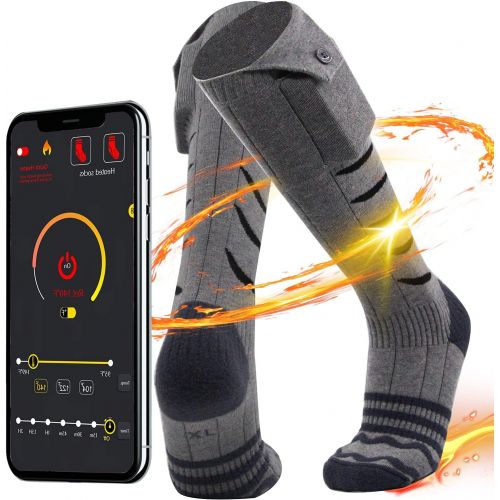  PBOX Heated Socks for Men Women-5000mAh Rechargeable Battery Electric Heating Socks with APP Remote Control,Foot Warmer for Raynauds and Winter Outdoor Sports Skiing/Hunting/Motorcyclin