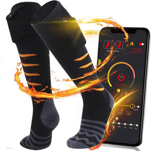  PBOX Heated Socks for Men Women-Battery Operated Socks Rechargeable Electric Heating Socks with APP Remote Control,Foot Warmer for Raynauds and Winter Outdoor Sports Skiing/Hunting/Moto