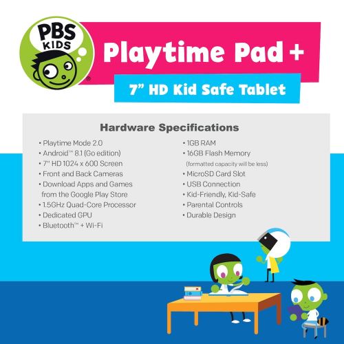  PBS KIDS Playtime Pad+ 7 HD Kid-Safe Tablet + Live TV (PBSKD7001)