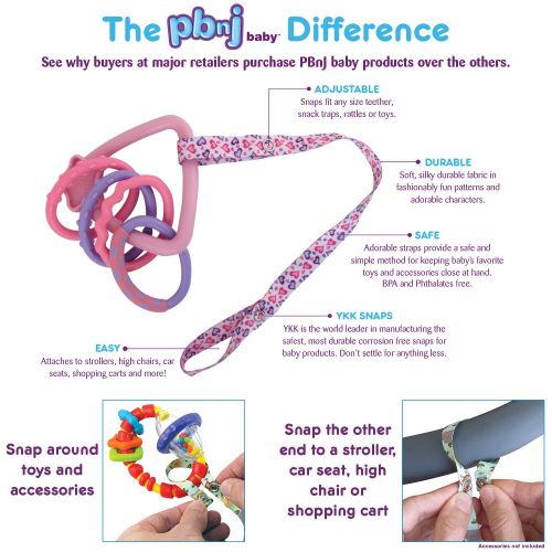  PBnJ baby Toy Saver Strap Holder Leash Secure Accessories Heart/Dot/Pink/Lavender - 4pc