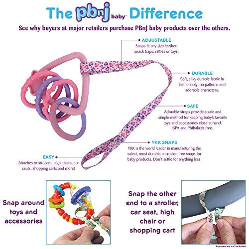  PBnJ baby Toy Saver Strap Holder Leash Secure Accessories Heart/Dot/Pink/Lavender - 4pc