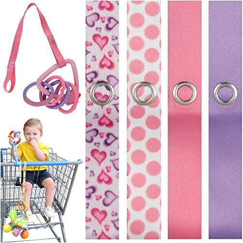  PBnJ baby Toy Saver Strap Holder Leash Secure Accessories Heart/Dot/Pink/Lavender - 4pc