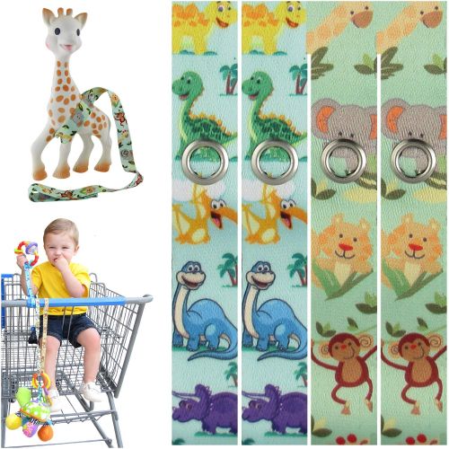  PBnJ baby Toy Saver Strap Holder Leash Secure Accessories Dinosaur/Jungle - 4pc