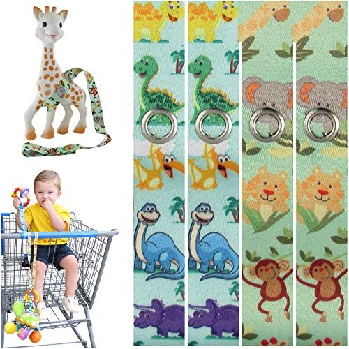  PBnJ baby Toy Saver Strap Holder Leash Secure Accessories Dinosaur/Jungle - 4pc