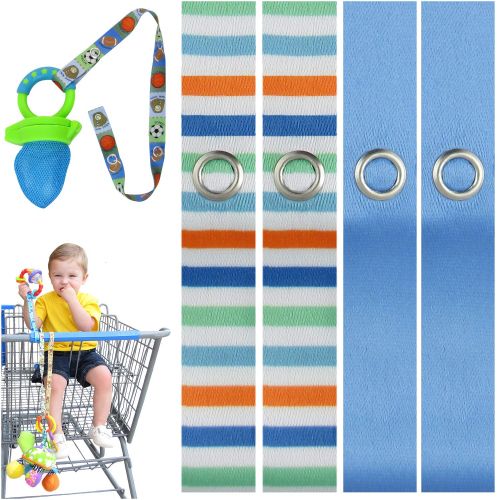  [아마존베스트]PBnJ baby Toy Saver Strap Holder Leash Secure Accessories Beach/Blue - 4pc