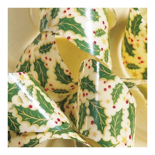  PCB Chocolate Transfer Sheet: Christmas Holly Leaves, Pack Of 15