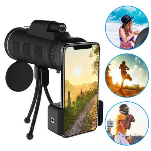  PCEPEIVK Monocular Telescope Lens for Phone 40X60 Zoom for Smartphone Scope Camera Camping Hiking Fishing with Compass Phone Clip Tripod