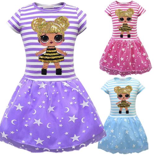  PCLOUD Girls Surprise Mesh Double Pleated Skirt Princess Dress Cosplay Costumes Birthday Party Dress