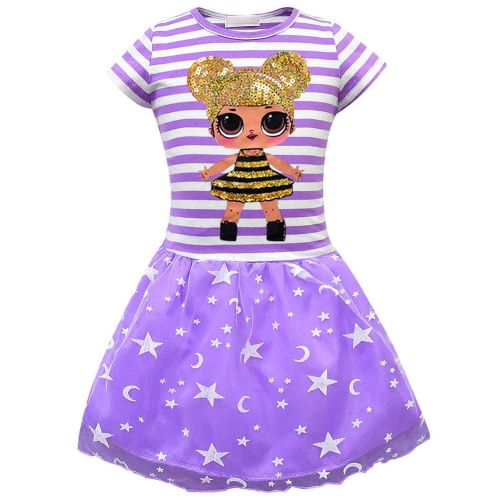  PCLOUD Girls Surprise Mesh Double Pleated Skirt Princess Dress Cosplay Costumes Birthday Party Dress