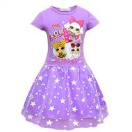 PCLOUD Girls Surprise Mesh Double Pleated Skirt Princess Dress Cosplay Costumes Birthday Party Dress