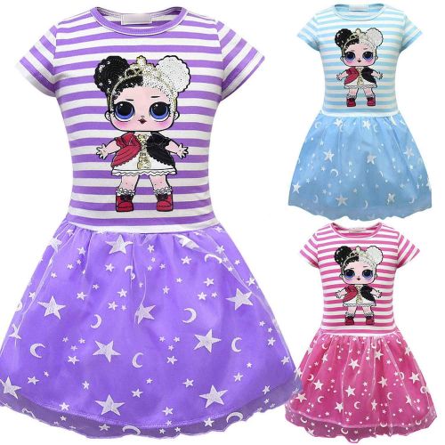  PCLOUD Girls Surprise Mesh Double Pleated Skirt Princess Dress Cosplay Costumes Birthday Party Dress