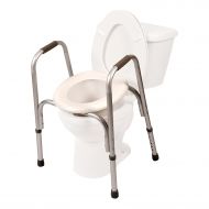 PCP Raised Toilet Seat and Safety Frame (Two-in-One), Adjustable Rise Height, Secure Elevated Lift Over Bowl, Made in USA