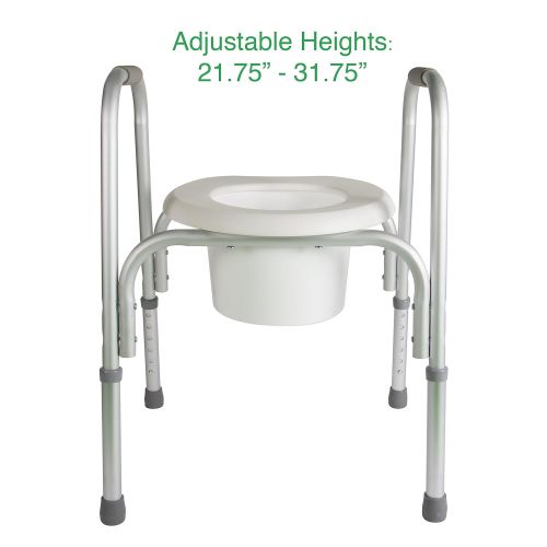  PCP Raised Toilet Seat and Safety Frame (Two-in-One), Adjustable Rise Height, Secure Elevated Lift Over Bowl, Made in USA