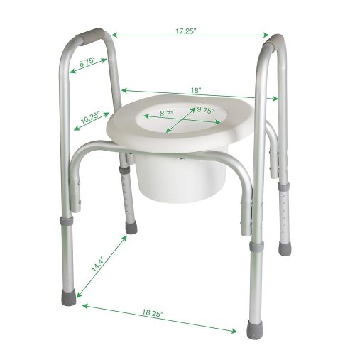  PCP Raised Toilet Seat and Safety Frame (Two-in-One), Adjustable Rise Height, Secure Elevated Lift Over Bowl, Made in USA