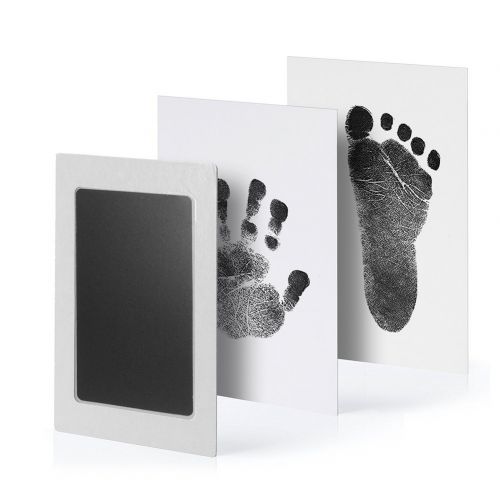  [아마존베스트]Baby Inkless Handprint and Footprint Kit with 4 Large Size Ink Pads and 8 Imprint Cards by PChero, Perfect for Family Keepsake Baby Shower Gift and Registry