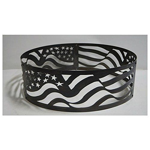  PD Metals Steel Campfire Fire Ring American Flag Design - Unpainted - Medium 38 d x 12 h Plus Free eGuide