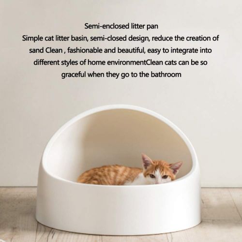  PDDJ Semi Closed Cats Toilet with Unique Appearance and Cat Litter Shovel for Cats