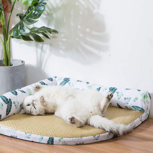 PDDJ Pet Dog Bed, L-Shaped Lounge Pet Bed with Breathable Cool Mat and Removable Cleaning for Dogs and Cats