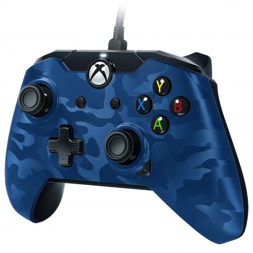  PDP Stealth Series Wired Controller for Xbox One, Xbox One X and Xbox One S, Revenant Blue, 048-082-NA-CM02
