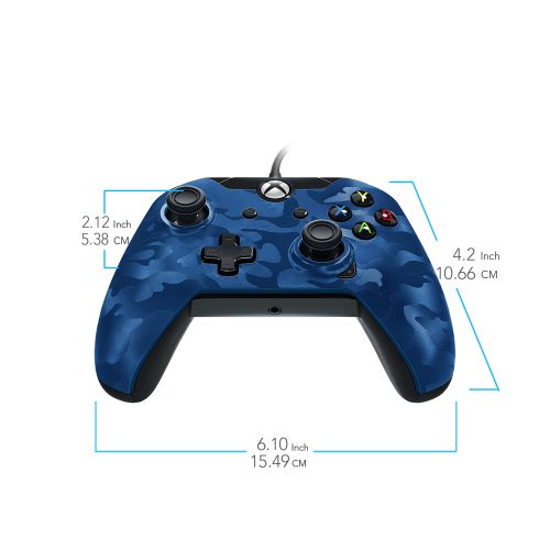  PDP Stealth Series Wired Controller for Xbox One, Xbox One X and Xbox One S, Revenant Blue, 048-082-NA-CM02
