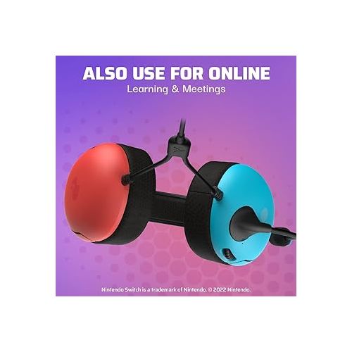  PDP Gaming LVL40 Airlite Stereo Headset for Nintendo Switch/Lite/OLED - Wired Power Noise Cancelling Microphone, Lightweight Soft Comfort On Ear Headphones (Mario Neon - Red & Blue)