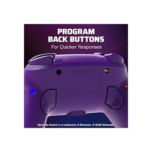  PDP Afterglow™ Wave Enhanced Wireless Nintendo Switch Pro Controller, 8 Colors RGB LED, Dual Programmable Gaming Buttons, 40 Hour Rechargeable Battery Power, Officially Licensed by Nintendo: Purple