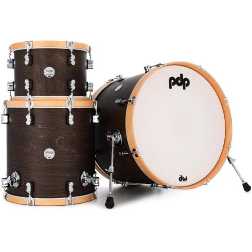  PDP Concept Maple Classic 3-piece Shell Pack and Hardware Bundle - Walnut/Natural