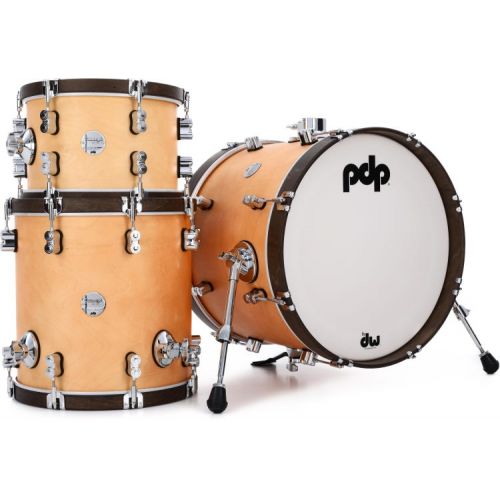  PDP Concept Maple Classic Bop 3-piece Shell Pack and Hardware Bundle - Natural/Walnut