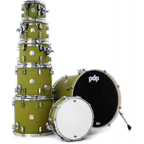  PDP Concept Maple 7-piece Shell Pack and Hardware Bundle - Satin Olive