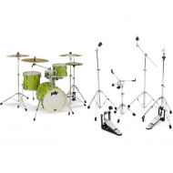 PDP New Yorker 4-piece Shell Pack and Hardware Bundle - Electric Green Sparkle
