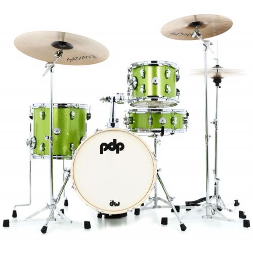  PDP New Yorker 4-piece Shell Pack and Hardware Bundle - Electric Green Sparkle