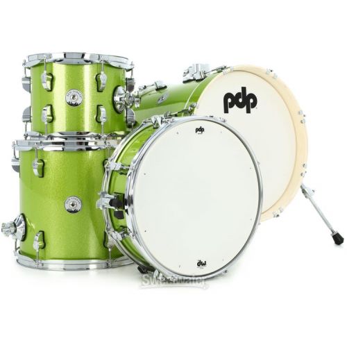  PDP New Yorker 4-piece Shell Pack and Hardware Bundle - Electric Green Sparkle