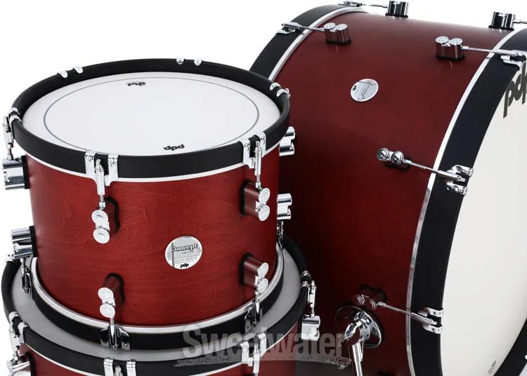  PDP Concept Maple Classic 3-piece Shell Pack with 26 inch Kick - Ox Blood with Ebony Hoops