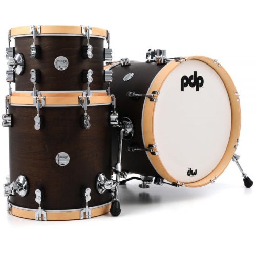  PDP Concept Maple Classic Bop 3-piece Shell Pack and Hardware Bundle - Walnut/Natural
