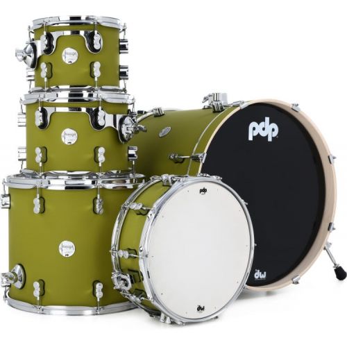  PDP Concept Maple 5-piece Shell Pack and Hardware Bundle - Satin Olive