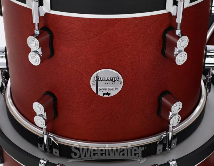  PDP Concept Maple Classic 3-piece Shell Pack with 22 inch Kick - Ox Blood with Ebony Hoops