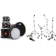 PDP Concept Exotic 5-piece Shell Pack and Hardware Bundle - Charcoal Burst/Walnut