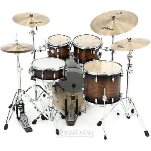  PDP Concept Maple Exotic Shell Pack - 5-piece - Charcoal Burst over Walnut