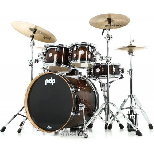  PDP Concept Maple Exotic Shell Pack - 5-piece - Charcoal Burst over Walnut