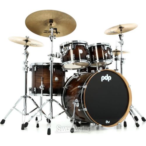  PDP Concept Maple Exotic Shell Pack - 5-piece - Charcoal Burst over Walnut