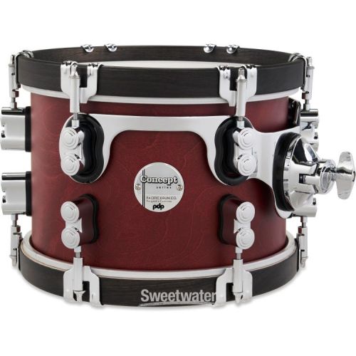  PDP Concept Classic Mounted Tom - 7 inch x 10 inch, Ox Blood Stain with Ebony Stain Hoops