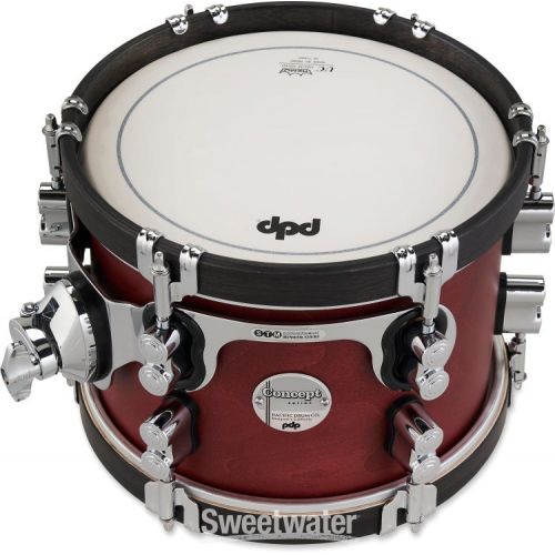  PDP Concept Classic Mounted Tom - 7 inch x 10 inch, Ox Blood Stain with Ebony Stain Hoops