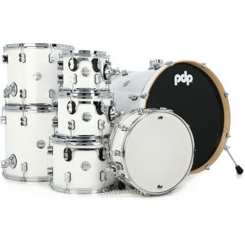  PDP Concept Maple 7-piece Shell Pack and Hardware Bundle - Pearl White
