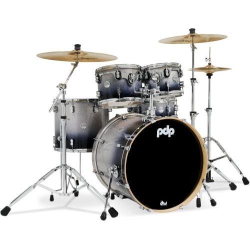  PDP Concept Maple 5-piece Shell Pack and Hardware Bundle - Silver to Black Fade