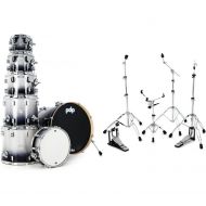 PDP Concept Maple 7-piece Shell Pack and Hardware Bundle - Silver to Black Sparkle Fade