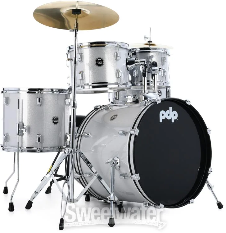  PDP Center Stage PDCE2015KTDW 5-piece Complete Drum Set with Cymbals - Diamond White Sparkle